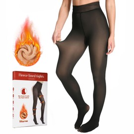 Fleece Lined Tights Women, Fake Translucent Thermal Winter Warm Fleece Tights, Sheer Thick Pantyhose Leggings for Women
