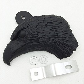 AfterMokit Replacement Horn Cover for Harley Davidson Dyna Softail Sportster Touring Trike Models with Cowbell & VRSC V-Rod Models 1986 and Up Flat Black American Eagle Head
