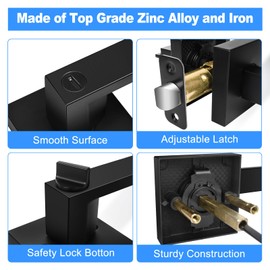 Onateel 10 Pack Modern Black Door Handles Privacy Door Levers Black Door Knobs Interior Heavy Duty Reversible Door Locks Keyless Square Interior Door Handle