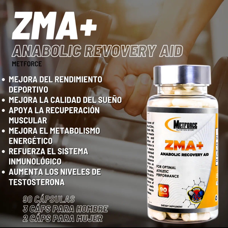 Zma Zinc Magnesio Vitamina B6 Metforce 90 Cápsulas