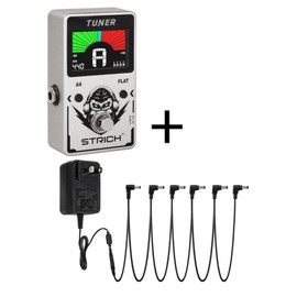 STRICH Chromatic Tuner Pedal, Large Color Screen, True Bypass, Adjustable Drop Key, 430-450 A4, for Electric Guitar and Bass.Tuning Instrument - Bundle: Tuner Pedal+supply
