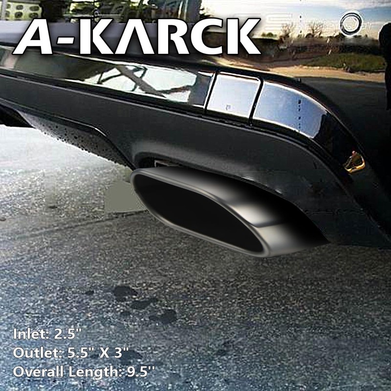 A-KARCK Rectangle Exhaust Tip 2.5" Inlet, Polished Square Exhaust Tailpipe