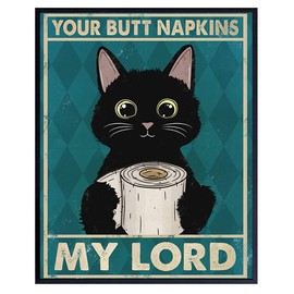 Cat Bathroom Decor - Cat Wall Decor - Funny Bathroom Decorations - Your Butt Napkins My Lord - Guest Bath Wall Art - Restroom Sign - Bath Print - Powder Room Artwork - Kitty Lover Gifts for Women