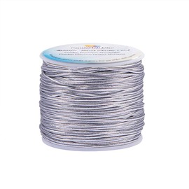 PH PandaHall Approx. 16.6 ft (50 m) / Roll Straight Length Approx. 0.08 inch (2 mm), 1 Roll Set, Elastic Line, Fine String, Elastic Cord, Polyester (Outside), Rubber (Inside), Cord for Accessories, Bracelet & Necklace, Craft Supplies, Handmade Silver