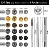 Snap Fastener Kit, 120 Sets Snap Buttons and 4 Pcs