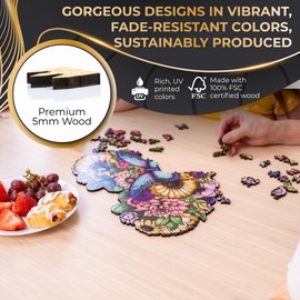 ZenChalet - Flower Heart Jigsaw Puzzles for Adults 200 Piece - Unique Wooden Puzzles for Adults, Cool Brain Teaser - Great Gift for Friends and Family. Great for Relaxation.