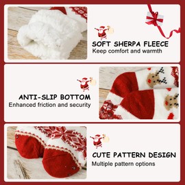 TAGVO 2 Pairs Winter Slipper Socks, Women Girls Fuzzy Socks Super Soft Fleece-Lined Thick Sleep Cozy Socks with Grips Christmas Socks Indoors Fluffy Stockings