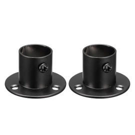 uxcell 0.88'' Dia Stainless Steel Pole Sockets Flange Rod Holder Bracket Support for Bathroom Closet Curtain, Set of 4, Black