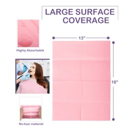 Blazco Pink Dental Bibs 125 Sheets, Disposable Dental Bibs 3 Ply Waterproof Dentist Bib for Adults & Children, Large Bulk Wipes 13'' x 18'' - Best for Medical, Tattoo, Piercing & Personal Use