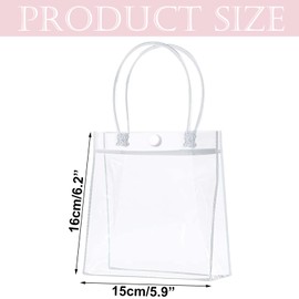Clear Gift Bags,16 Pack Clear PVC Gift Bags with Handle, 16x15x7CM Waterproof PVC Shopping Bags,Reusable Clear Plastic Bags,Bulk Gift Bags,for Birthdays, Weddings, Parties,Baby Shower,