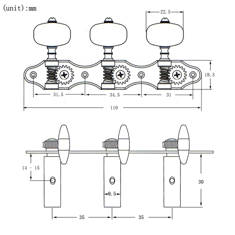 Classical Guitar Tuning Pegs, 2 Planks Classical Guitar Tuning Peg