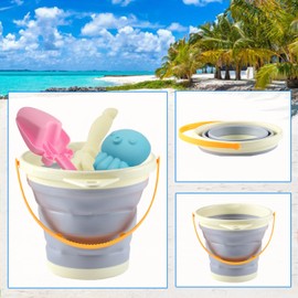 A-SZCXTOP Beach Toys Set for Kids & Toddlers,Collapsible Bucket & Spade & Sand Molds & Rake,Travel Sandbox Toys,Sand Tools Set for Boys Grils(Ocean series)