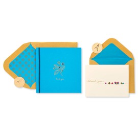 Papyrus Thank You Cards with Envelopes, Flower and Butterfly Gems (2-Count)