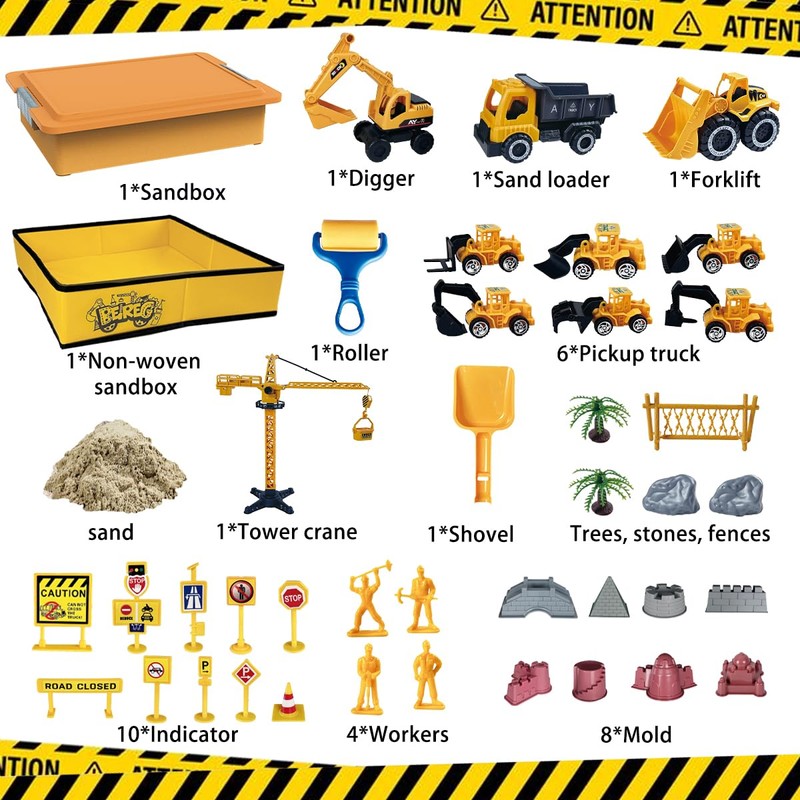 BEIREG Construction Sensory Sand Kit - 42 PCS Building Set