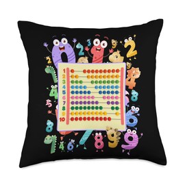 Maths Fancy Dress Kids & Maths Teacher Educational Dinosaur Numbers Idea for Kids & Teachers Maths Abacus Throw Pillow, 18x18, Multicolor