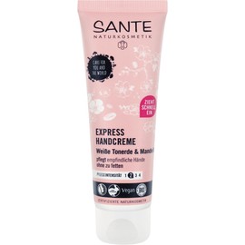 SANTE Naturkosmetik Express Hand Cream with Clay, Express Moisture without Fat Film, with Almond Oil, Vegan, 4 x 75 ml Multipack