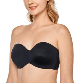 Delimira Women’s Minimizer Strapless Bra with Underwired without Padding without Shaped Cups - Black plain, size: 85d