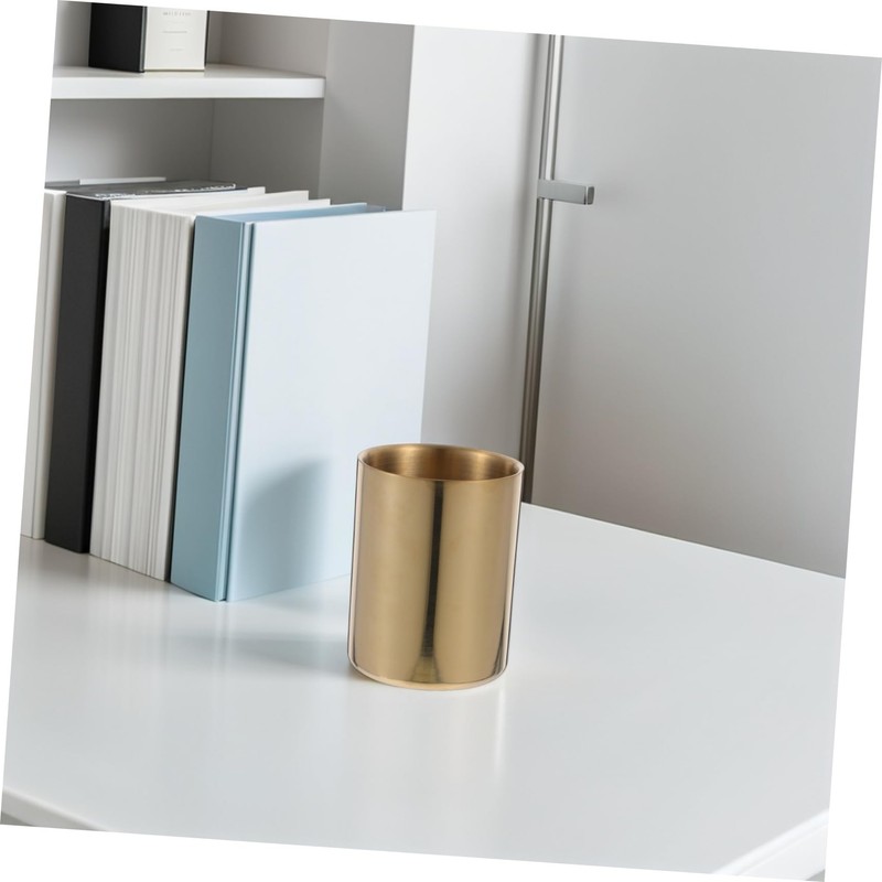 CAXUSD 2pcs Stainless Steel Pen Holder Stylish Round Makeup Brush