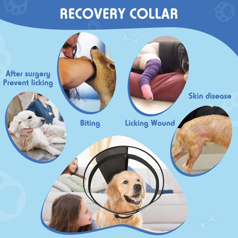 Didopet Didopet Dog Cone, Transparent Recovery Collar for Large Medium