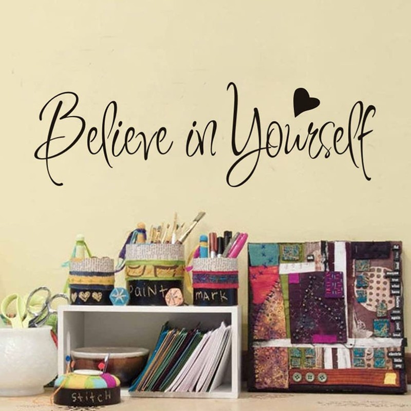 VOSAREA Believe in Yourself Wall Sticker Black for Living Room