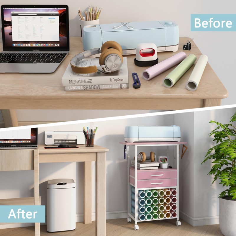 VENNQD Organizer and Storage Stand Compatible with Cricut Machines,Rolling Storage