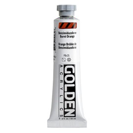 Heavy Body Acrylics by GOLDEN, Benzimidazolone Burnt Orange, 2 fl. oz. Tube, Professional Acrylic Paint, Semi-Transparent