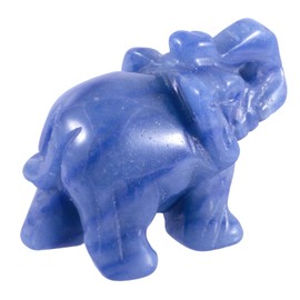 mookaitedecor Blue Aventurine Stone Elephant Statue Carved Sculpture Bag Stone Figures Decor Craft 1.5 Inch