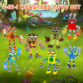 7-in-1 Monsters Building Blocks, 7 Packs Music Game Monster Friends Building Set, Game Action Figure Building Toys for Boys and Girls Adults, 639 PCS