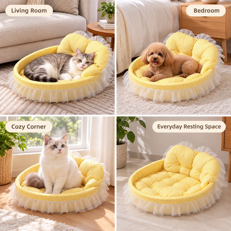 Soft Plush Cat & Small Dog Sofa Bed for Indoor