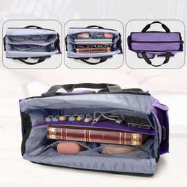 LUXJA Large Bible Bag with Water Bottle Pocket and Shoulder Strap, Bible Tote Bag for Women with Multiple Pockets (Bag Only), Purple