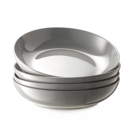 Y YHY Pasta Bowls 32 oz, 8.5" Salad Bowls Set of 4, Large Pasta Serving Bowl Set, Ceramic, Shallow Dinner Bowls Entree Bowls, Microwave & Dishwasher Safe, Grey…