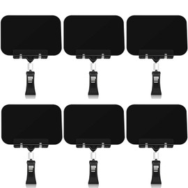 6 Pcs Mini Plastic Chalkboard Sign with Clips, Rectangle Double Sided Blackboard Clips, Message Board Food Labels for Party Farm Restaurant - Easy to Write and Wipe Out - for Liquid Chalk Markers