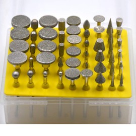Oudtinz 50pcs Diamond Coated Grinding Head Grinding Burrs Set for Dremel Rotary Tool