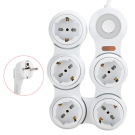 Power Strip Deformation 5 Concave Jack 10A with Power Indicator Switch
