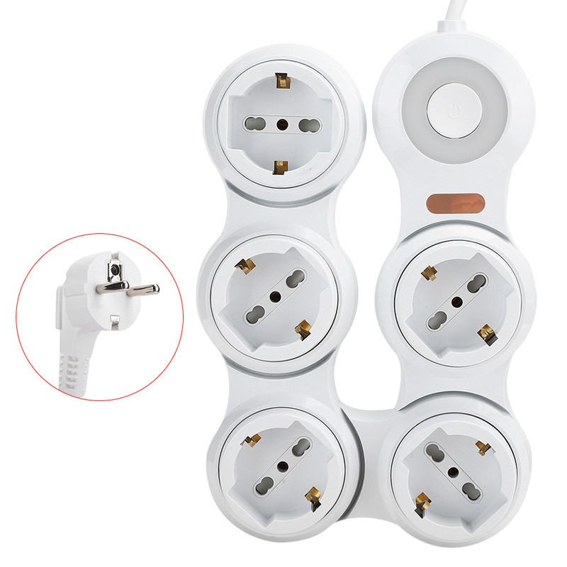Power Strip Deformation 5 Concave Jack 10A with Power Indicator