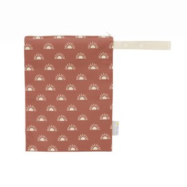 Itzy Ritzy Sealed Wet Bag with Adjustable Handle – Washable & Reusable Wet Bag with Water Resistant Lining Ideal for Swimwear, Diapers, Gym Clothes & Toiletries; Measures 11” x 14”, Terracotta Sunrise