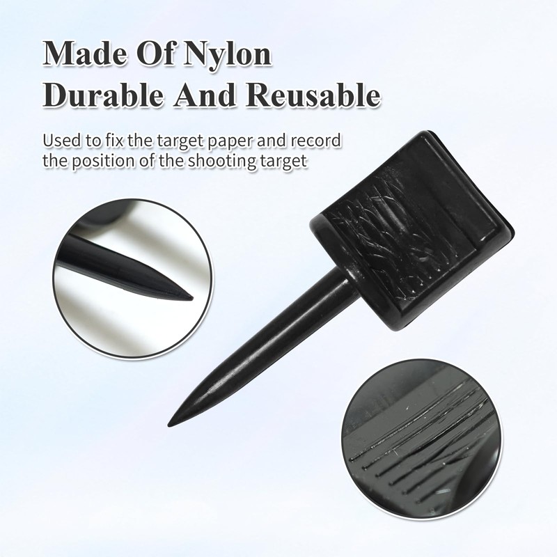 30Pcs Nylon Archery Target Pins,Reusable Black Target Nails for Paper,EVA