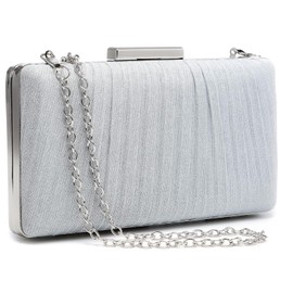 Dasein Women Evening Purses Clutch Bags Formal Party Clutches Wedding Purses Cocktail Prom Handbags (Pleated Silver)