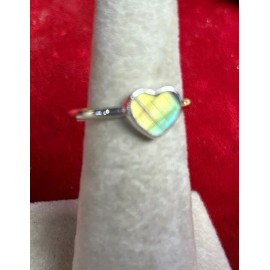 Natural Creations sterling silver stackable ring Size 10 Labradorite Heart