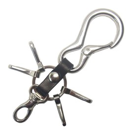 [highstyle] Tochigi Leather Keychain, Men's, Women's, Made in Japan, Tochigi Leather, Carabiner, 4 Hooks, Small Nascan Key Chain, Black