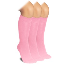 Knee High Socks for Girls Boys & Unisex Little Kids Soft Comfortable Rayon derived from Bamboo Socks & Long School Uniform & Chemical-Free & 3 Pairs Pink | 7-8 Years