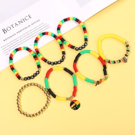 NVENF African Bracelets for Women Juneteenth Bracelets Stackable African Vinyl Disc Bead Stretch Bracelets Bohemia Layered Black Women Bracelets The Black History Month Bracelets Accessory (Africa 1)