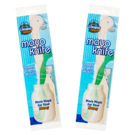 Compac Mayo Knife & Jar Scraper Spreader - Plastic Knife Spatula for Scraping Mayonnaise Jars and Spreading Condiments Easily with Little Mess, Helpful Kitchen Gadgets and Accessories, 2 Count, White