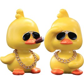 wonuu - Adornos de coche de pato amarillo con diseño de pato fresco, decoración de tablero de instrumentos de coche