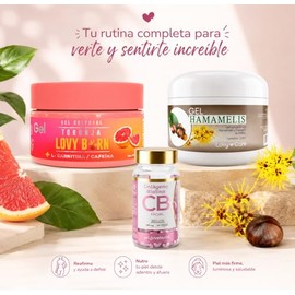 Kit Corporal Reductor Juveternal Lovycare Gel Toronja L-Carnitina + Gel Hamamelis Castaño De Indias ¡Cápsulas Colágeno Biotina de Regalo!