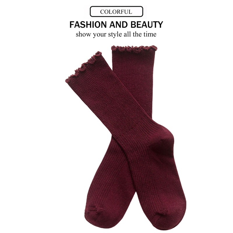 DOOVID - Calcetines de algodón con volantes para mujer, calcetines
