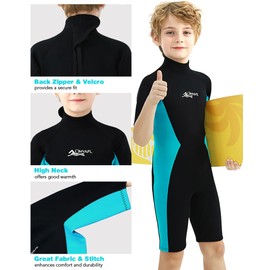 OMYAFL Wetsuit for Kids Boys Girls 2mm Neoprene Wetsuit in Cold Water Swimming and Surfing (Blue, 6)