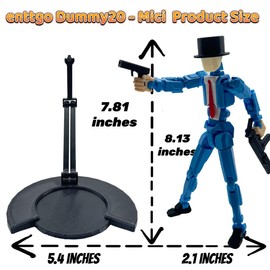 enttgo 3D Printed 8.13-inch Action Figure Dummy-Mici20, Full Body Mechanical Movable Toy, Multiple Accessories, Desk Decoration (3 HandsType, Bracket, Weapons, Armour) (Blue)