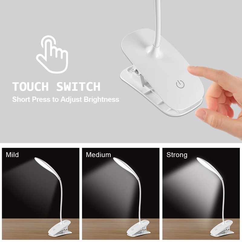 URAQT Clip Light, 3 Light Modes LED Reading Light, Bedside