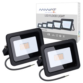 MIHEAL 110V(2 Pack) 30W LED Flood Light, Warm White(3000K), IP68Waterproof Super Bright Security Lights, Outdoor Floodlight for Yard, Garden, Playground, Basketball Court